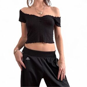 Urban Outfitters Black Off-Shoulder Crop Top